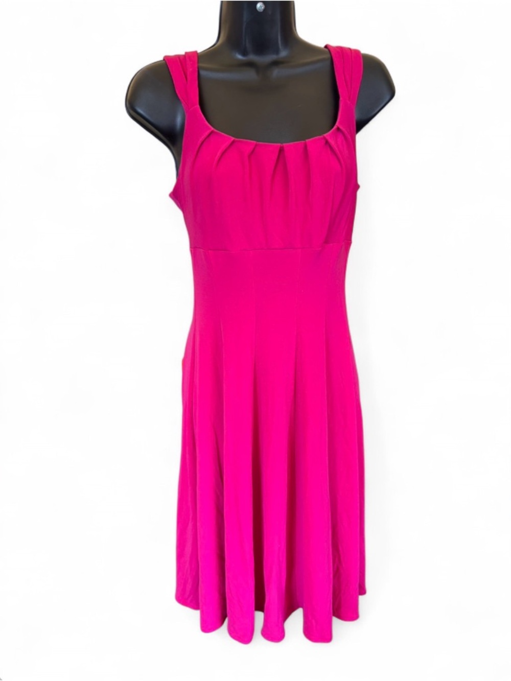 London Times Fuchsia Sleeveless Midi Dress